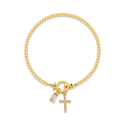 Zircon Cross Charm Bracelet
