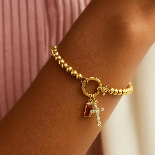 Zircon Cross Charm Bracelet 