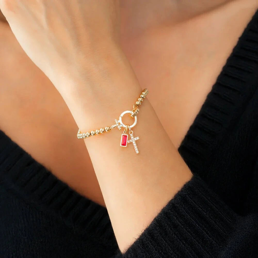 Zircon Cross Charm Bracelet 