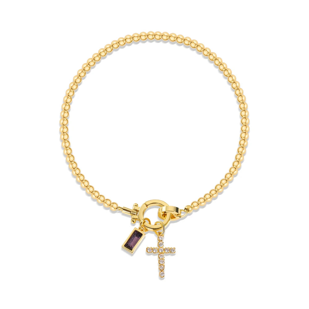 Zircon Cross Charm Bracelet 