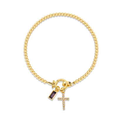 Zircon Cross Charm Bracelet 