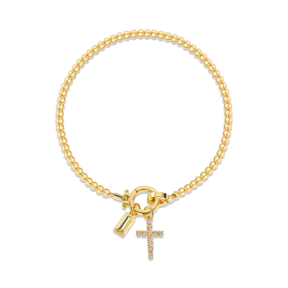 Zircon Cross Charm Bracelet