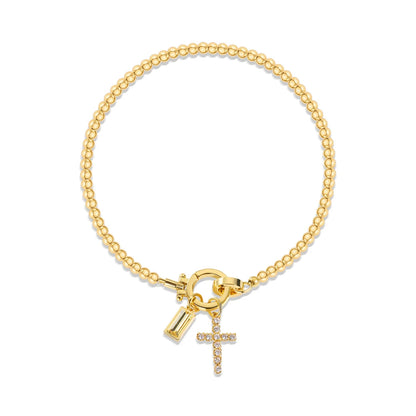 Zircon Cross Charm Bracelet