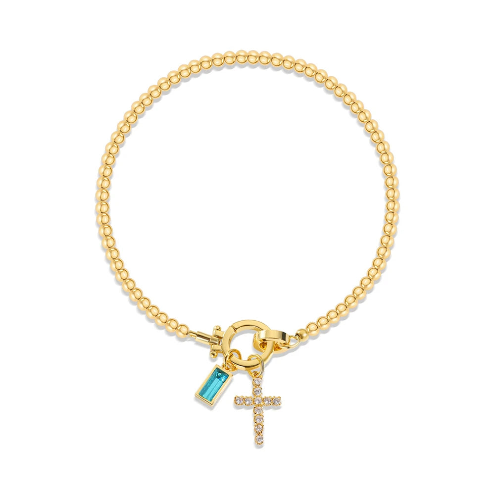 Zircon Cross Charm Bracelet 