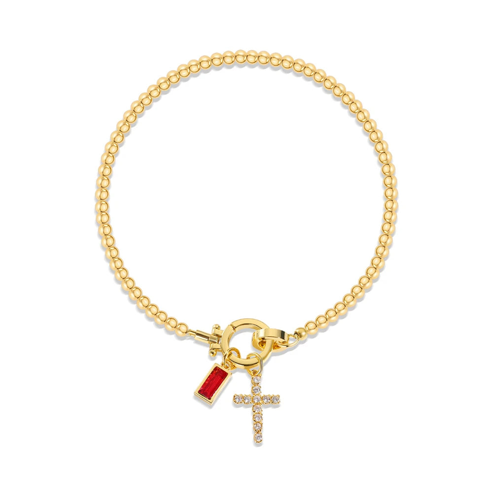 Zircon Cross Charm Bracelet 