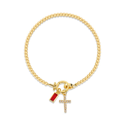 Zircon Cross Charm Bracelet 