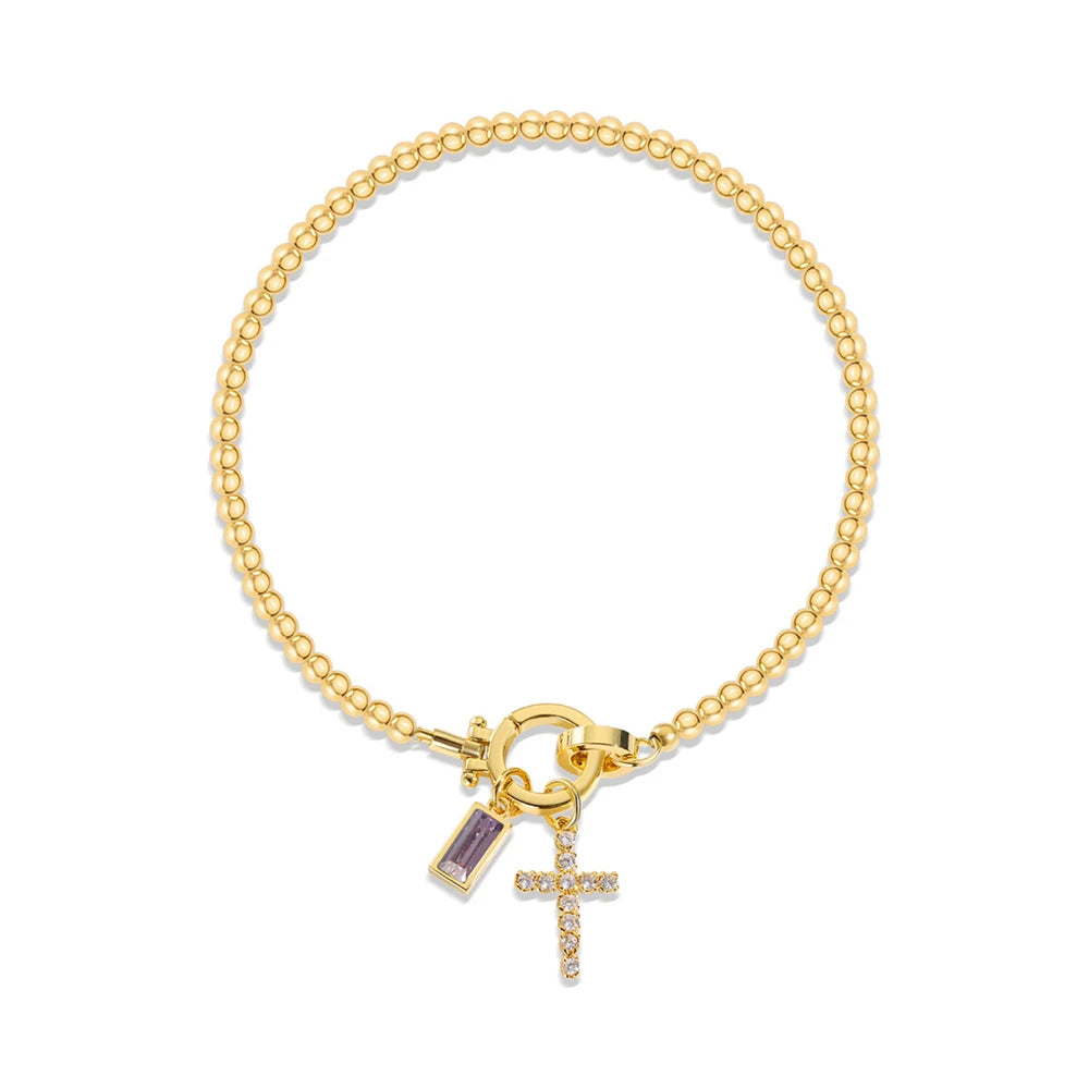 Zircon Cross Charm Bracelet 
