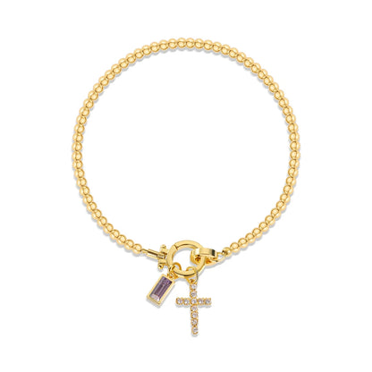 Zircon Cross Charm Bracelet 