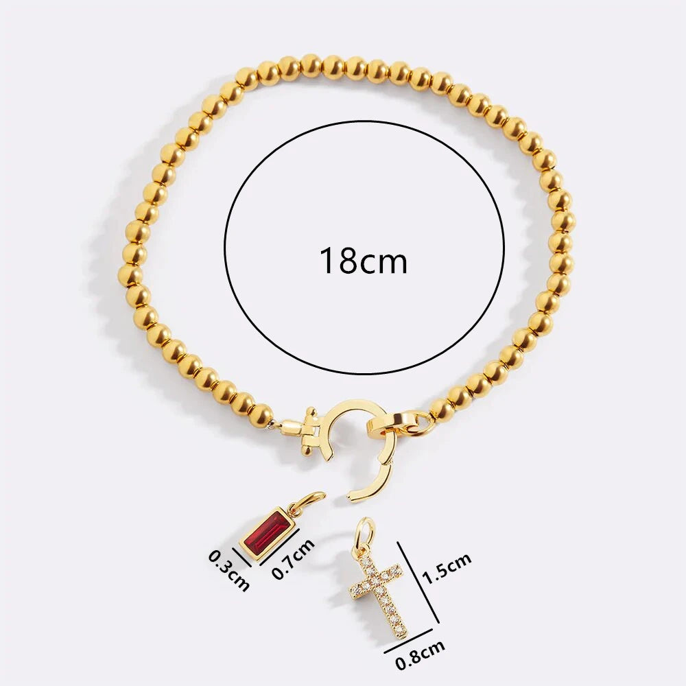 Zircon Cross Charm Bracelet 