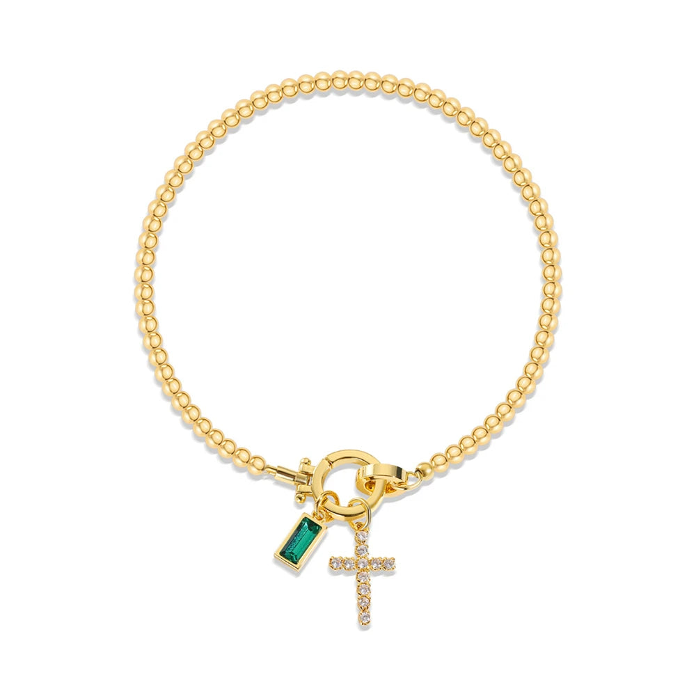 Zircon Cross Charm Bracelet 