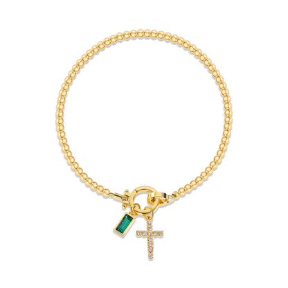 Zircon Cross Charm Bracelet 