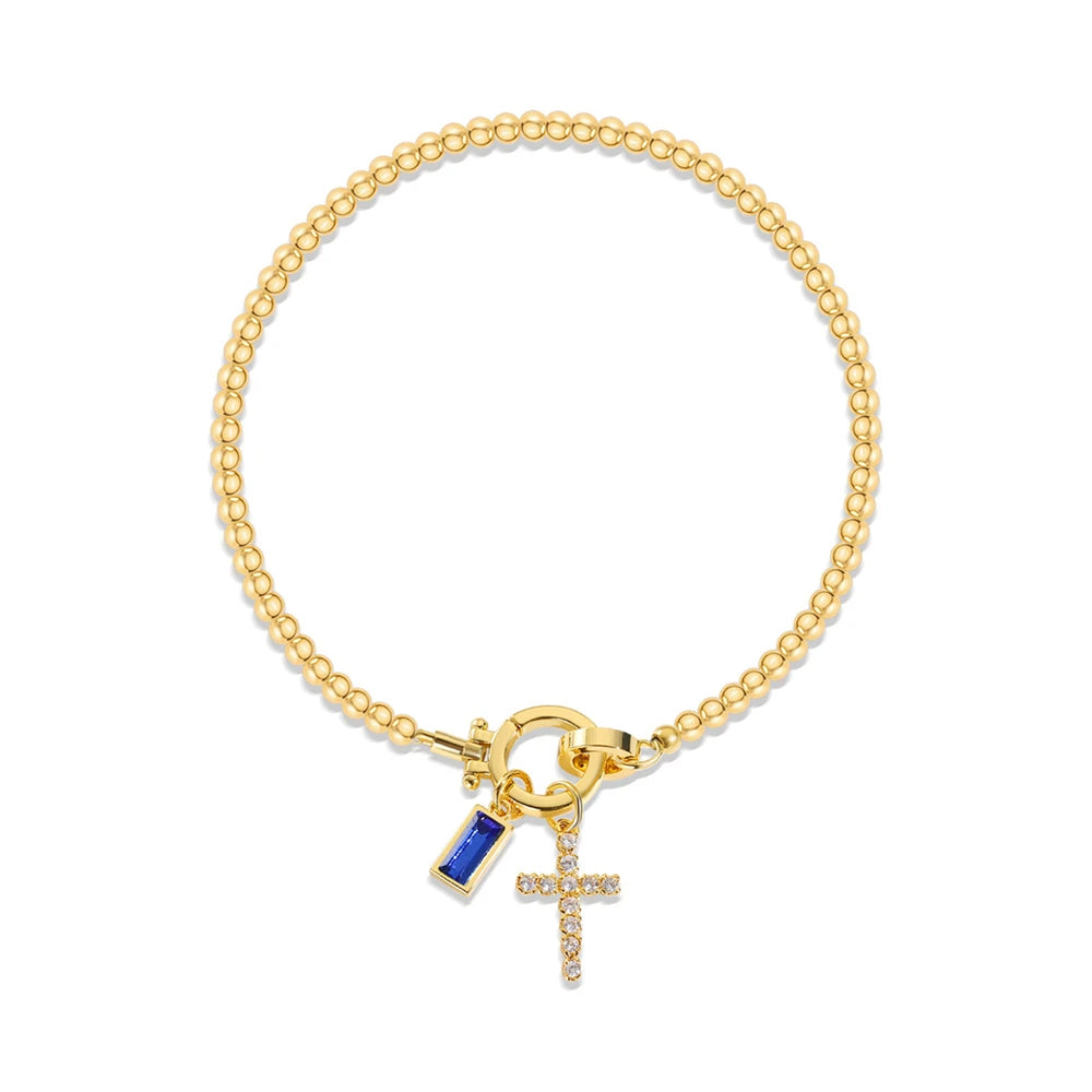 Zircon Cross Charm Bracelet 