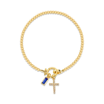 Zircon Cross Charm Bracelet 