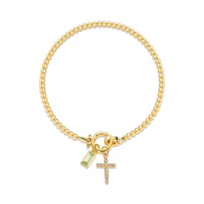 Zircon Cross Charm Bracelet 