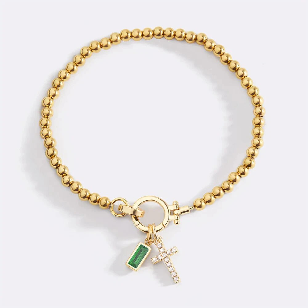 Zircon Cross Charm Bracelet 