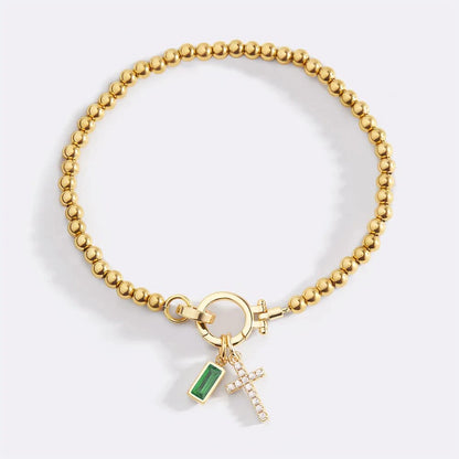 Zircon Cross Charm Bracelet 