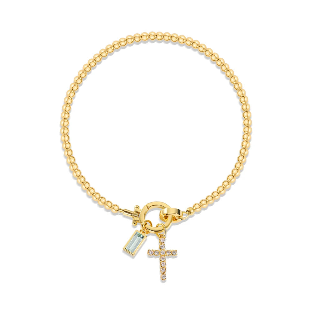 Zircon Cross Charm Bracelet 