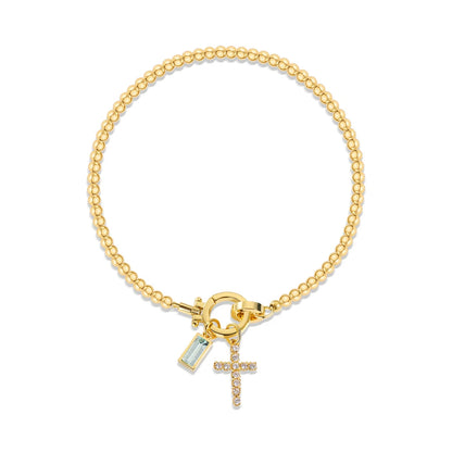 Zircon Cross Charm Bracelet 