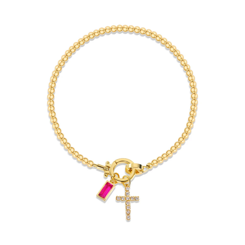 Zircon Cross Charm Bracelet 