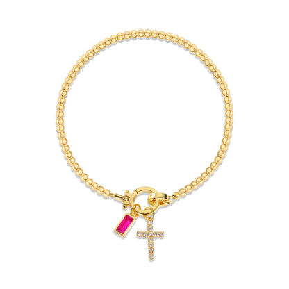 Zircon Cross Charm Bracelet 