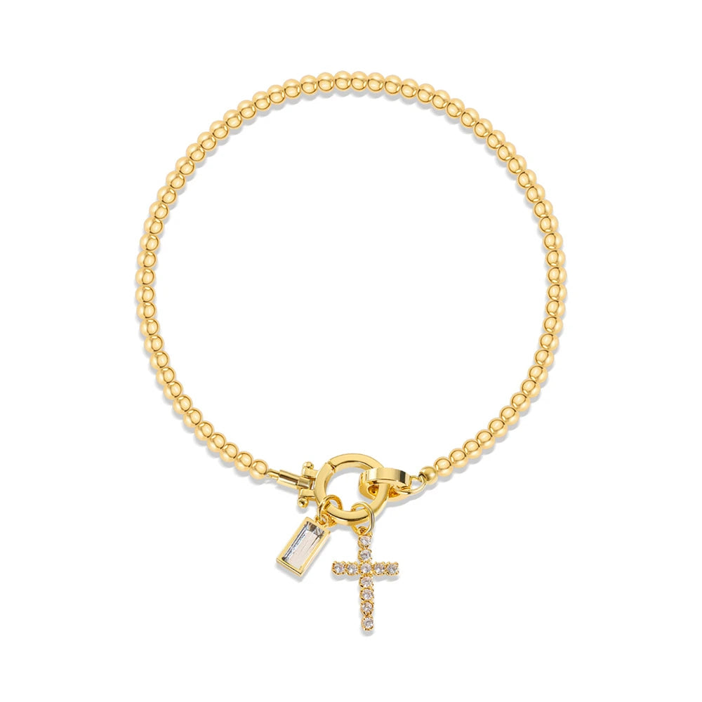 Zircon Cross Charm Bracelet 