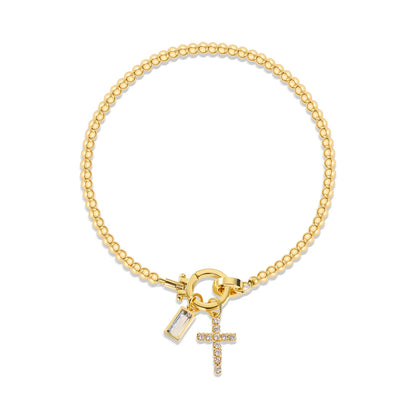 Zircon Cross Charm Bracelet 